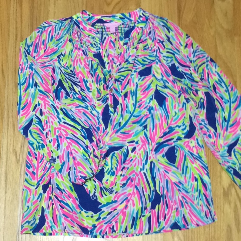 Lily Pulitzer long sleeve silk shirt